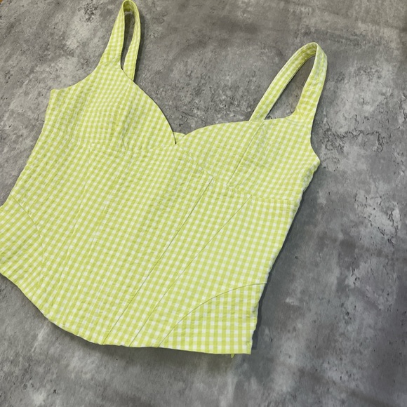 Zara Lime Checkered Tank Top - Picture 1 of 9